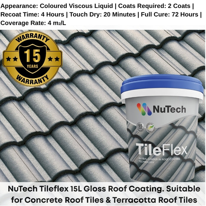 Nutech Tileflex Roof Coating 15L High Gloss