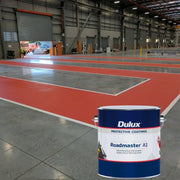 Dulux Roadmaster A1 red color paint in warehouse floors