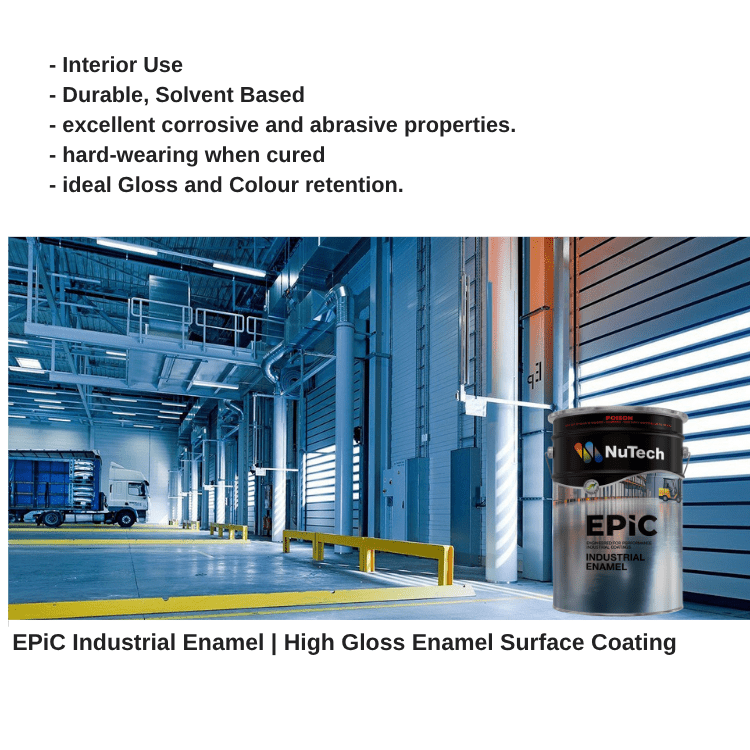 NuTech EPIC Industrial Enamel can with warehouse interior in the background