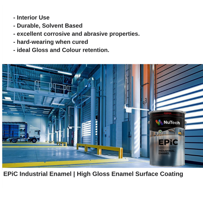 NuTech EPIC Industrial Enamel can with warehouse interior in the background