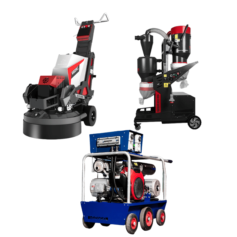 Hire Xingyi 680RC Remote Controlled Concrete Floor Grinder /Polisher and Dust Extractor + 32KVA generator - ProTrade Warehouse