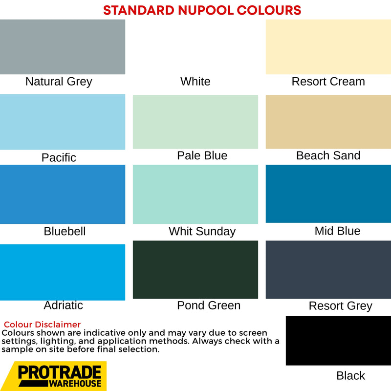 Nutech nupool epoxy colour chart