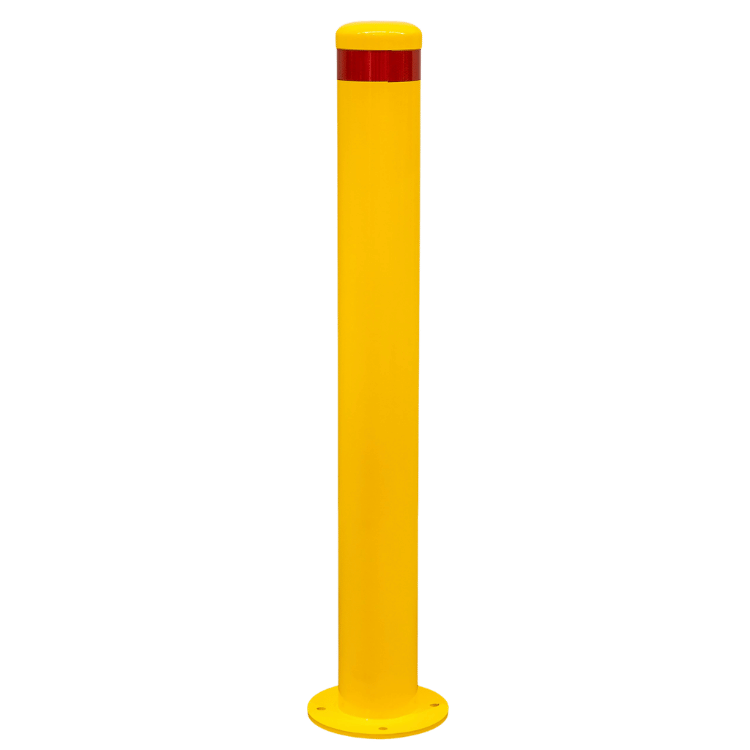 surface mount safety yellow bollard 1200mm high, 140mm Diameter - ProTrade Warehouse